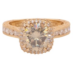 Retro 2.36 Carat Natural Round Brilliant Fancy Diamond Engagement Ring