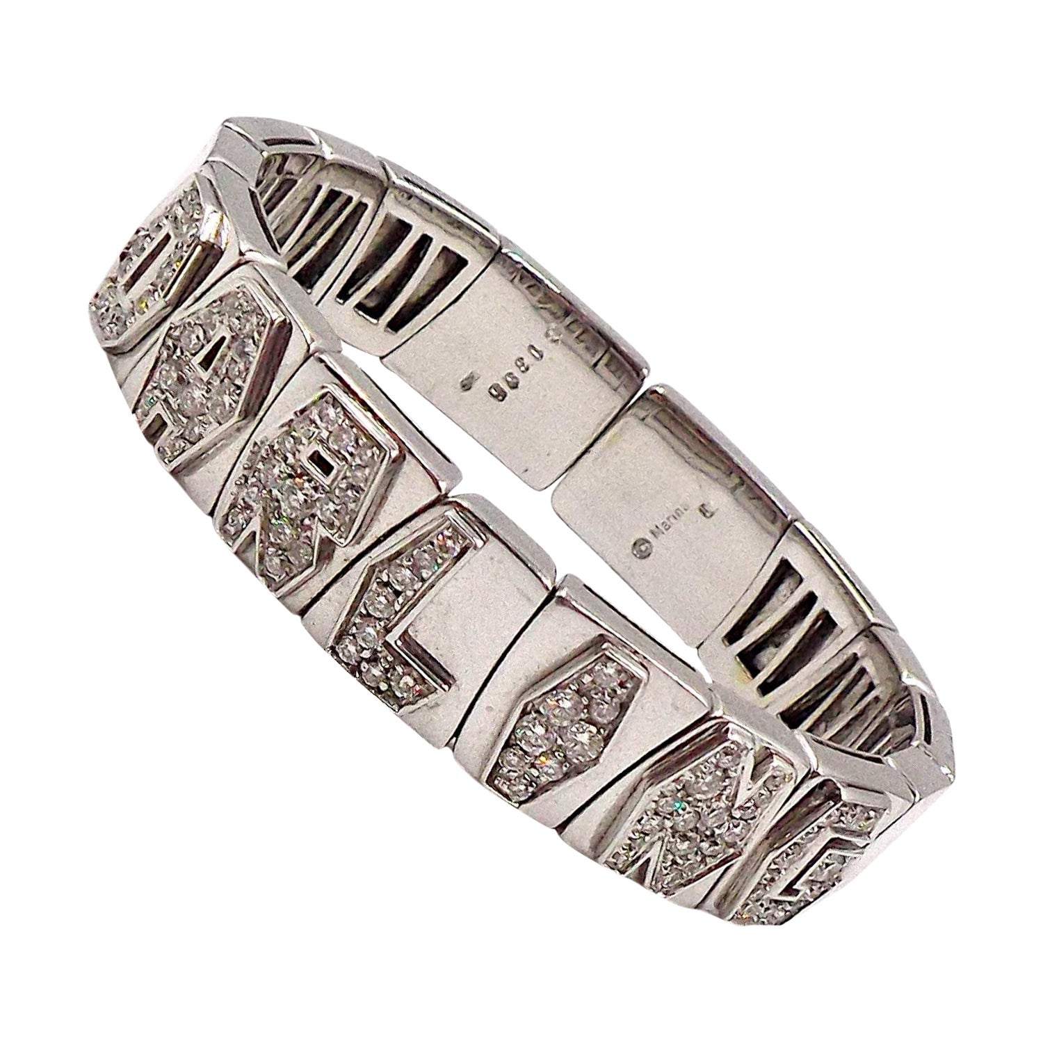 Marina B Gold Diamond Bangle Bracelet For Sale at 1stDibs