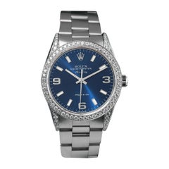 Rolex Air King Blue Dial Diamond Bezel & Lugs Stainless Steel Watch