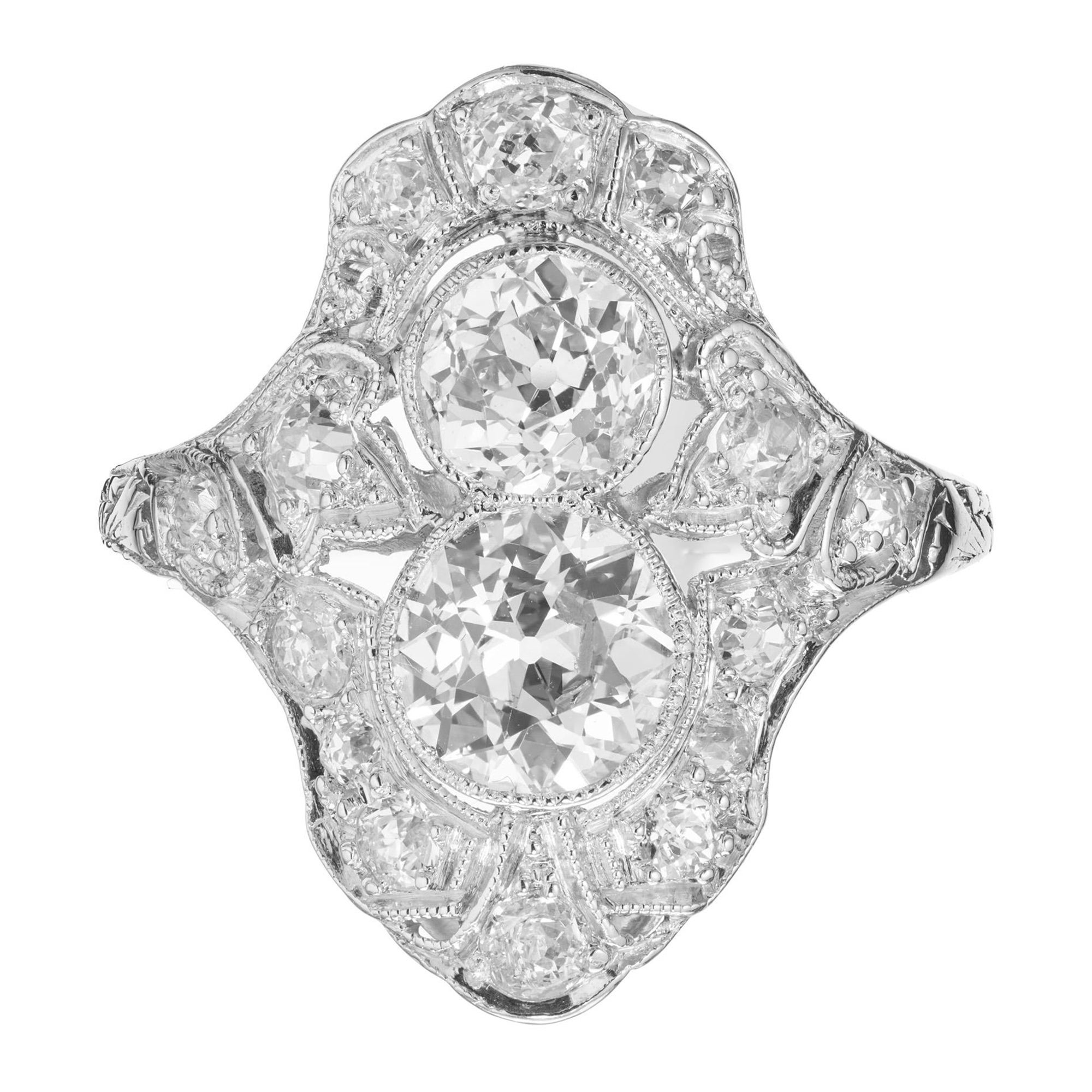 EGL Certified 1.16 Carat Diamond Platinum Filigree Ring  For Sale