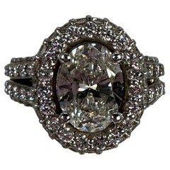 Used 4ct Oval Diamond Engagement Ring 14 Karat Gold Diamond Ring Pave Moissanite Ring