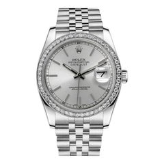Rolex Datejust Diamond Bezel Silver Dial Stainless Steel Ladies Watch