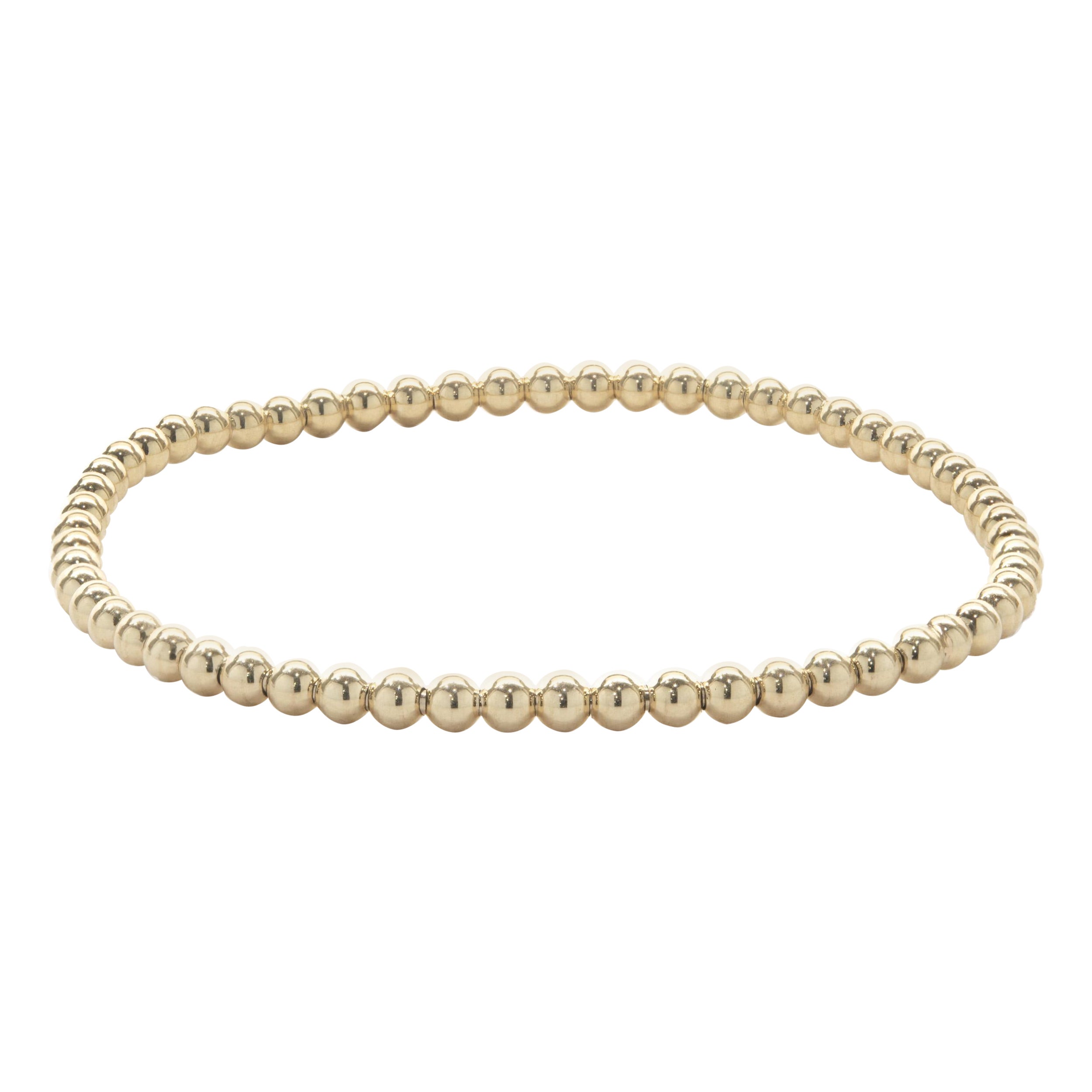 14 Karat Yellow Gold Beaded Flex Bracelet For Sale