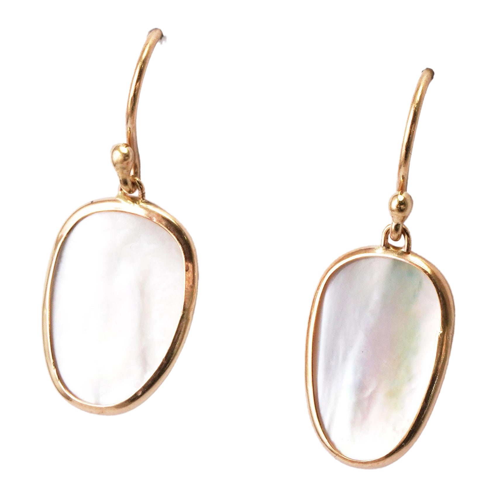 14 Karat Yellow Gold Mother of Pearl 'Nacre' Earrings For Sale