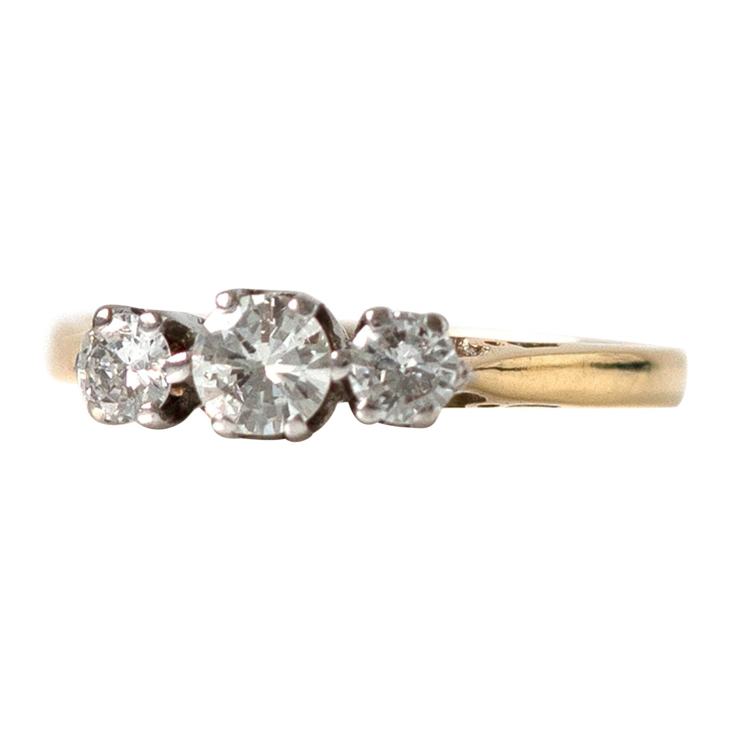 Vintage 1940s 18ct Gold 0.42ct Diamant Ring im Angebot
