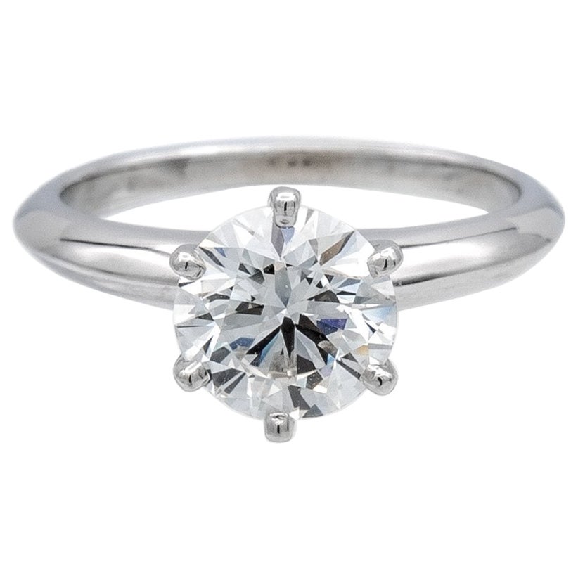 Tiffany & Co. Platinum Solitaire Round Diamond Engagement Ring 1.33 HVVS2