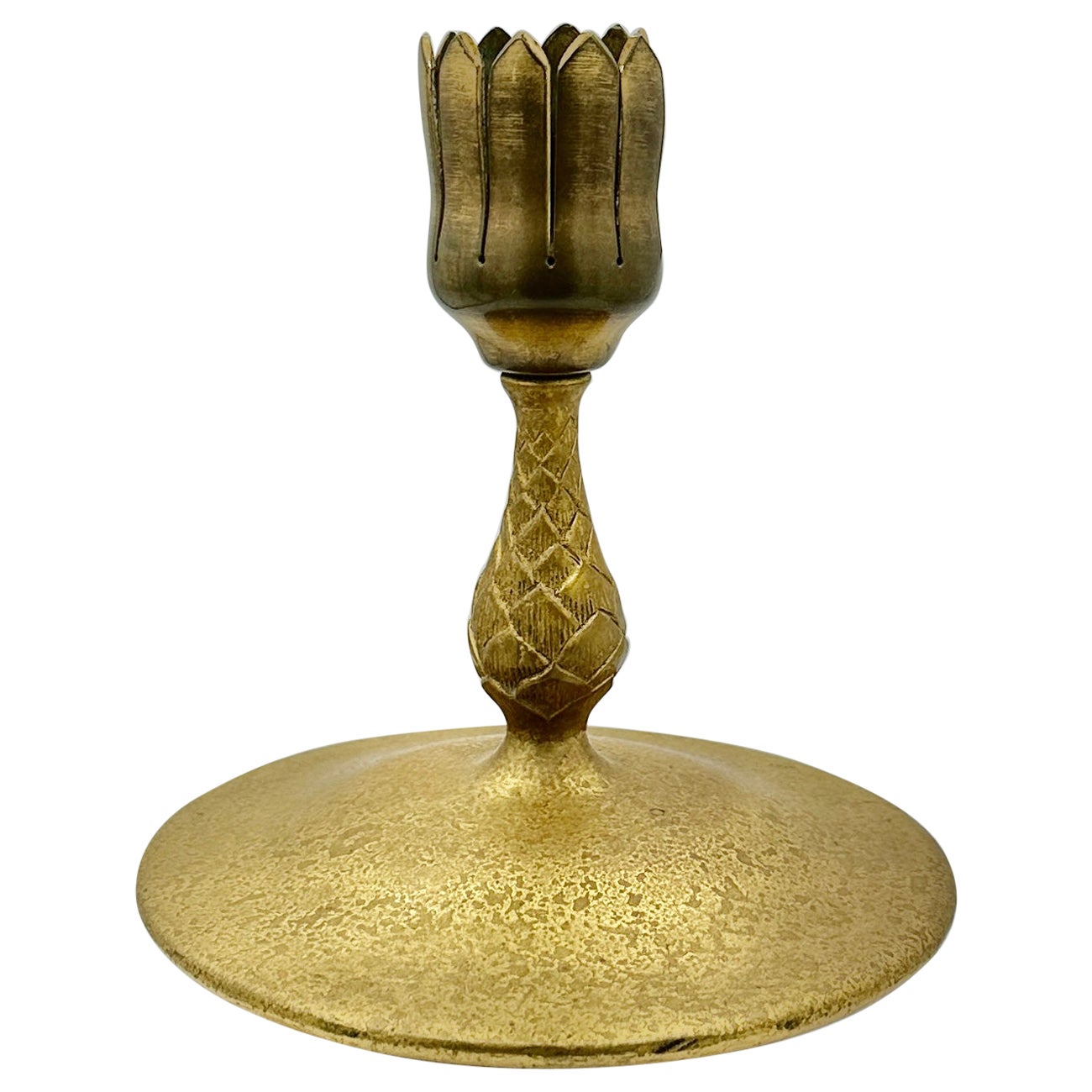 Tiffany Studios Gilt Bronze Vase Base Candlestick circa 1910 Bronze Dore For Sale