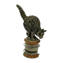 Cat Kitten on Spool of Thread Austrian Vienna Bronze circa 1900 Miniature Bronze