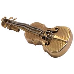 Gold Violin Brooch