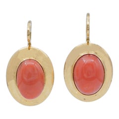 Coral, 18 Karat Yellow Gold Earrings