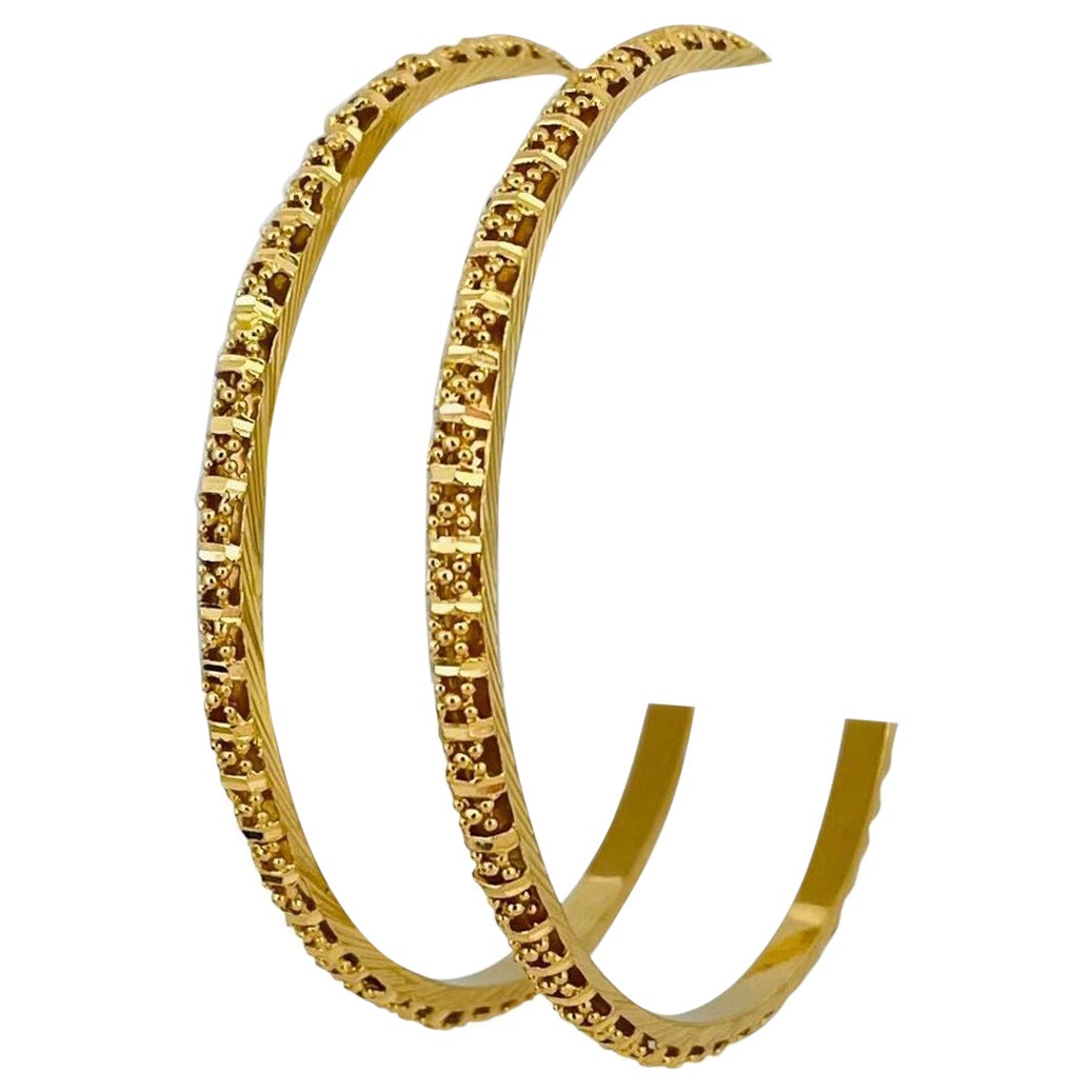Pair of Enamel Gold Jaipur Indian Bangle Bracelets For Sale at 1stDibs
