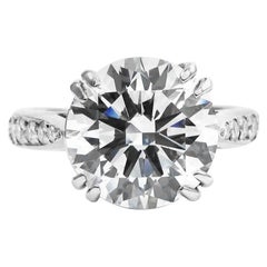 Flawless Golconda Type GIA Certified 5.56 Carat Round Brilliant Cut Diamond Ring