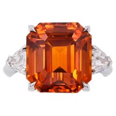 Spectra Fine Jewelry Bague en diamants et saphir orange de 13,06 carats certifié GIA