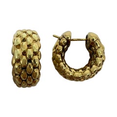 FOPE Tubular Priofili 18k Yellow Gold Italian Made Woven Chain Hoop Earrings