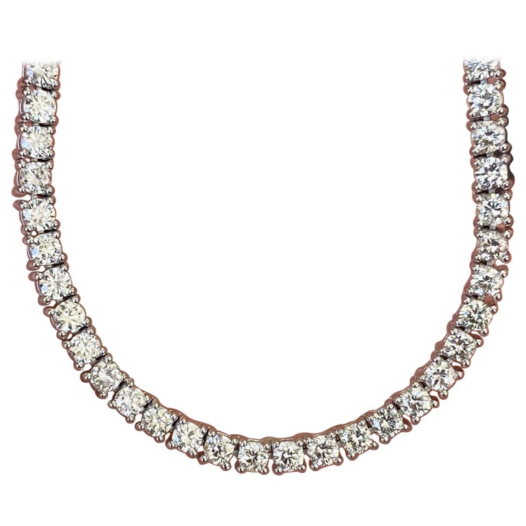 14k Gold Straight Diamond Tennis Necklace 8.15ctw For Sale at 1stDibs