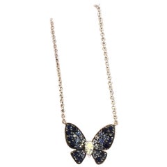 Sapphire Butterfly Pendant Necklace