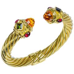 David Yurman Citrine Gold Cable Bangle Bracelet 