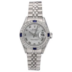 Rolex Datejust Silver Roman Dial Diamond + Sapphire Stainless Steel Watch