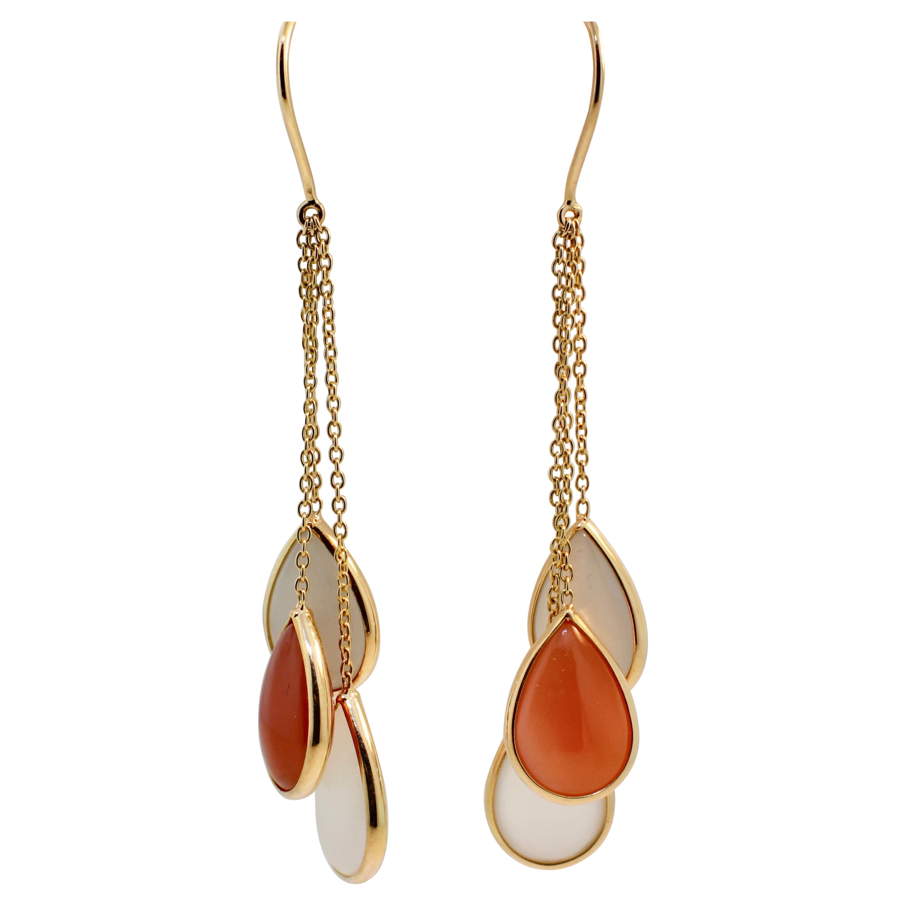 Nari Fine Jewels Handcrafted Moonstone Dangle Earrings in 18k For Sale