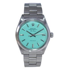 Rolex Stainless Steel Air King with Custom Tiffany Blue Dial 1970s