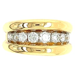French Gadrooned Ring Diamonds Yellow Gold 18 Karat