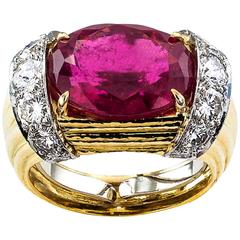 David Webb Rubelite Tourmaline Diamond Gold Ring