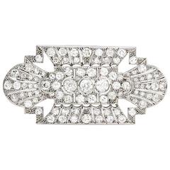 Antique Edwardian 8.96 Carats Diamonds Platinum Brooch Pin 9