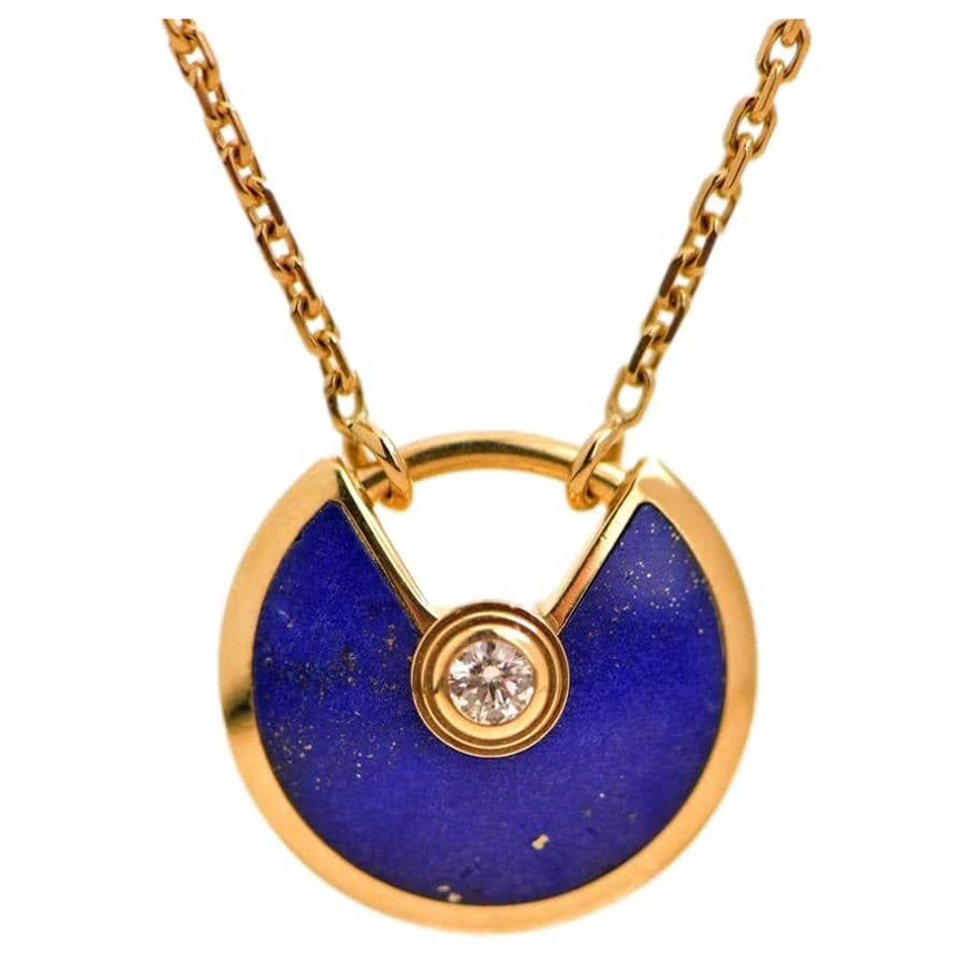 Cartier Amulette De Cartier 18k Yellow Gold Lapis Lazuli Necklace