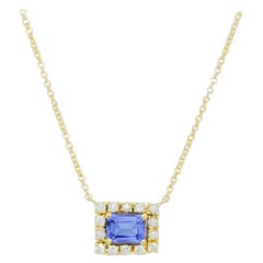 Tanzanite and Diamond Pendant Necklace in 18k Yellow Gold