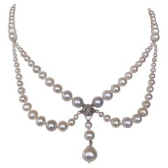 Marina J. Victorian Inspired Graduated Pearl Draped Necklace