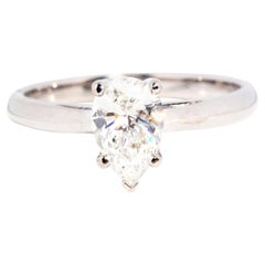 Bague de fiançailles contemporaine solitaire en diamant taille poire de 1,01 carat certifié GIA