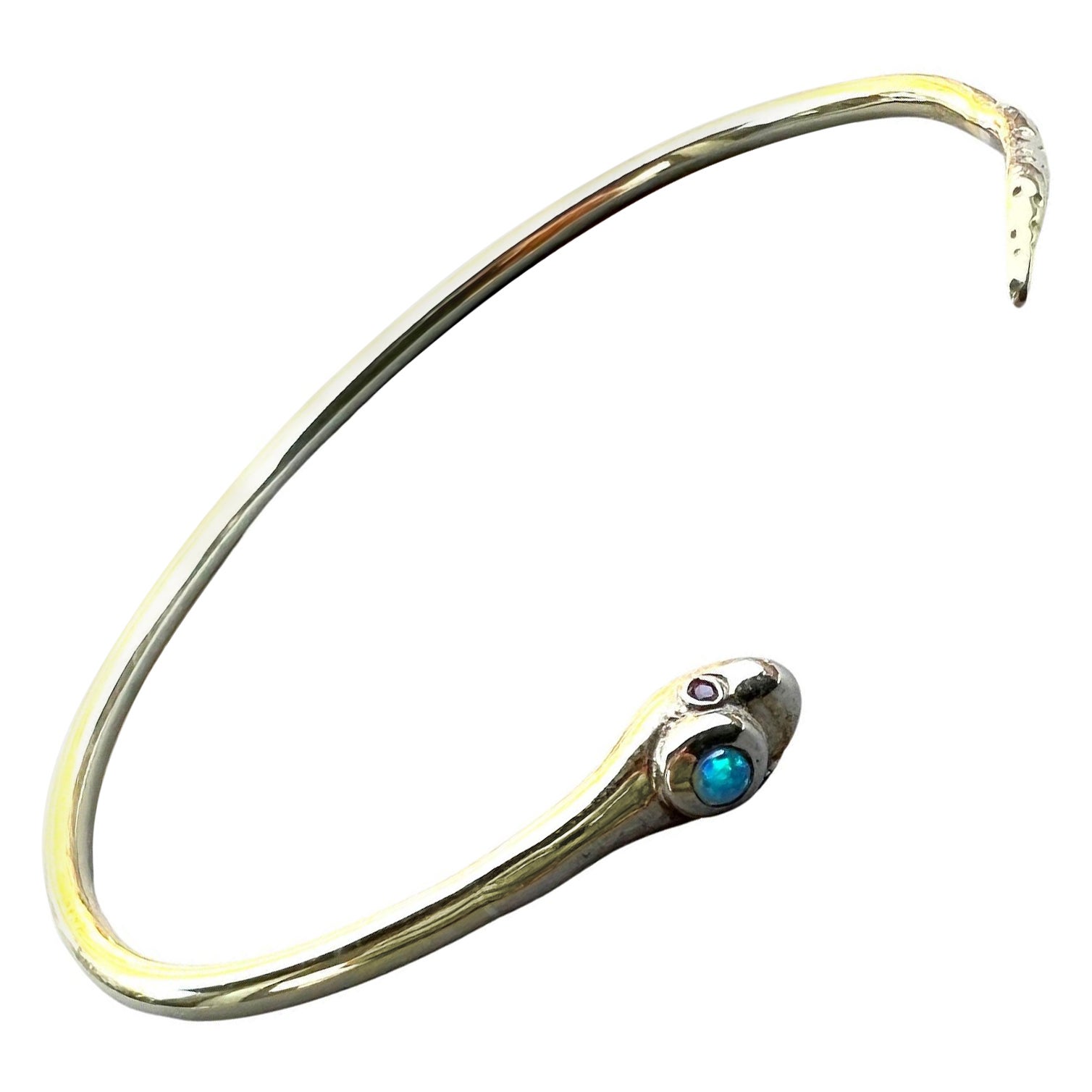 Pulsera brazalete serpiente ópalo rubí bronce latón J DAUPHIN