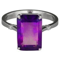 Used Ring with Genuine Amethyst and Diamonds