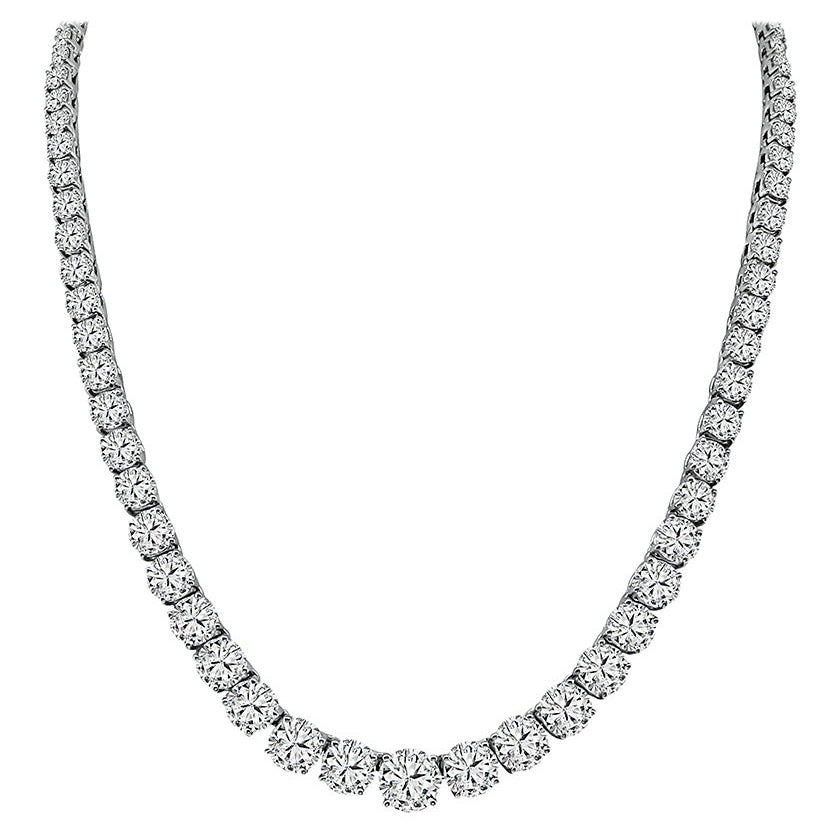 GIA Certified 18.81 Carat Diamond 12.06 Carat Diamond Tennis Necklace For Sale