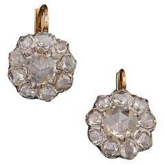 Antique French Napoleón III Par de Pendientes de Diamantes
