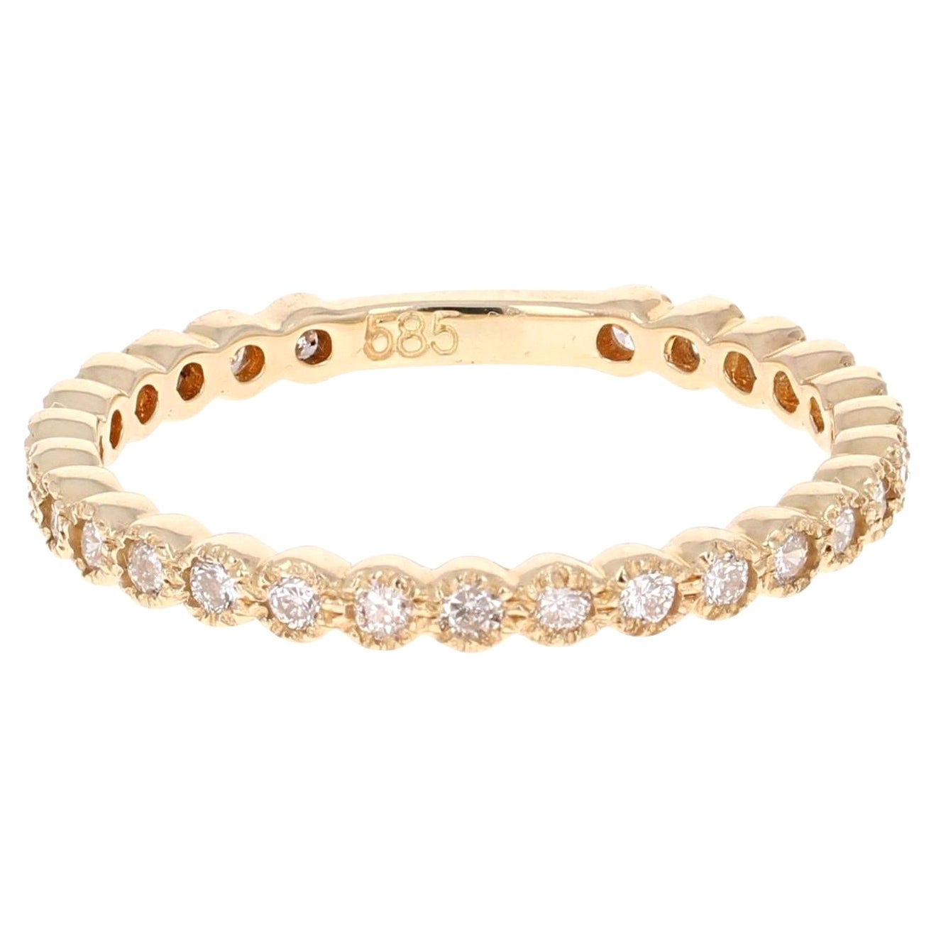 0.40 Carat Round Cut Diamond Yellow Gold Band For Sale