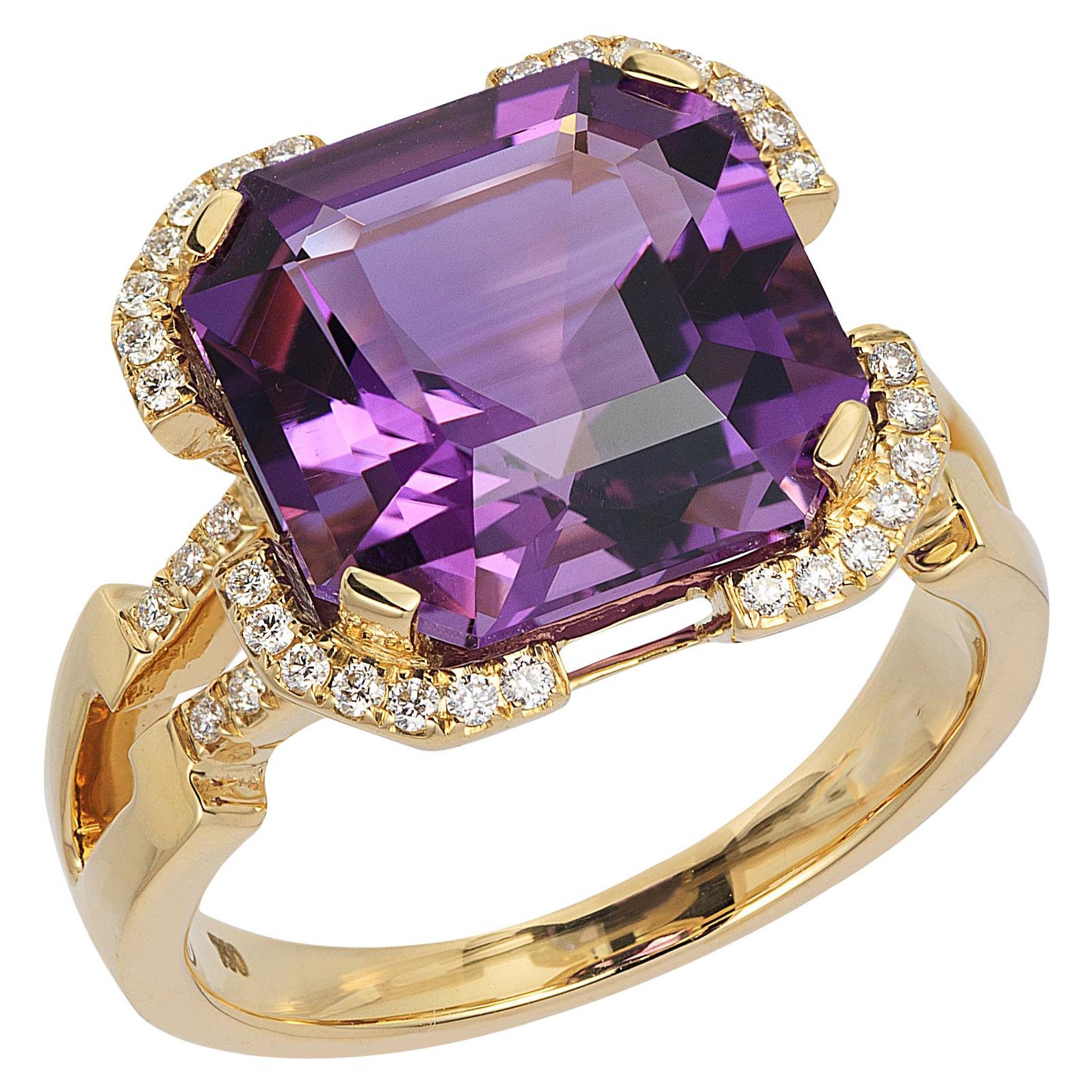 Goshwara Smaragdschliff Amethyst und Diamant Ring