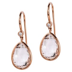 Pear Shape Rock Crystal and Diamond Earrings