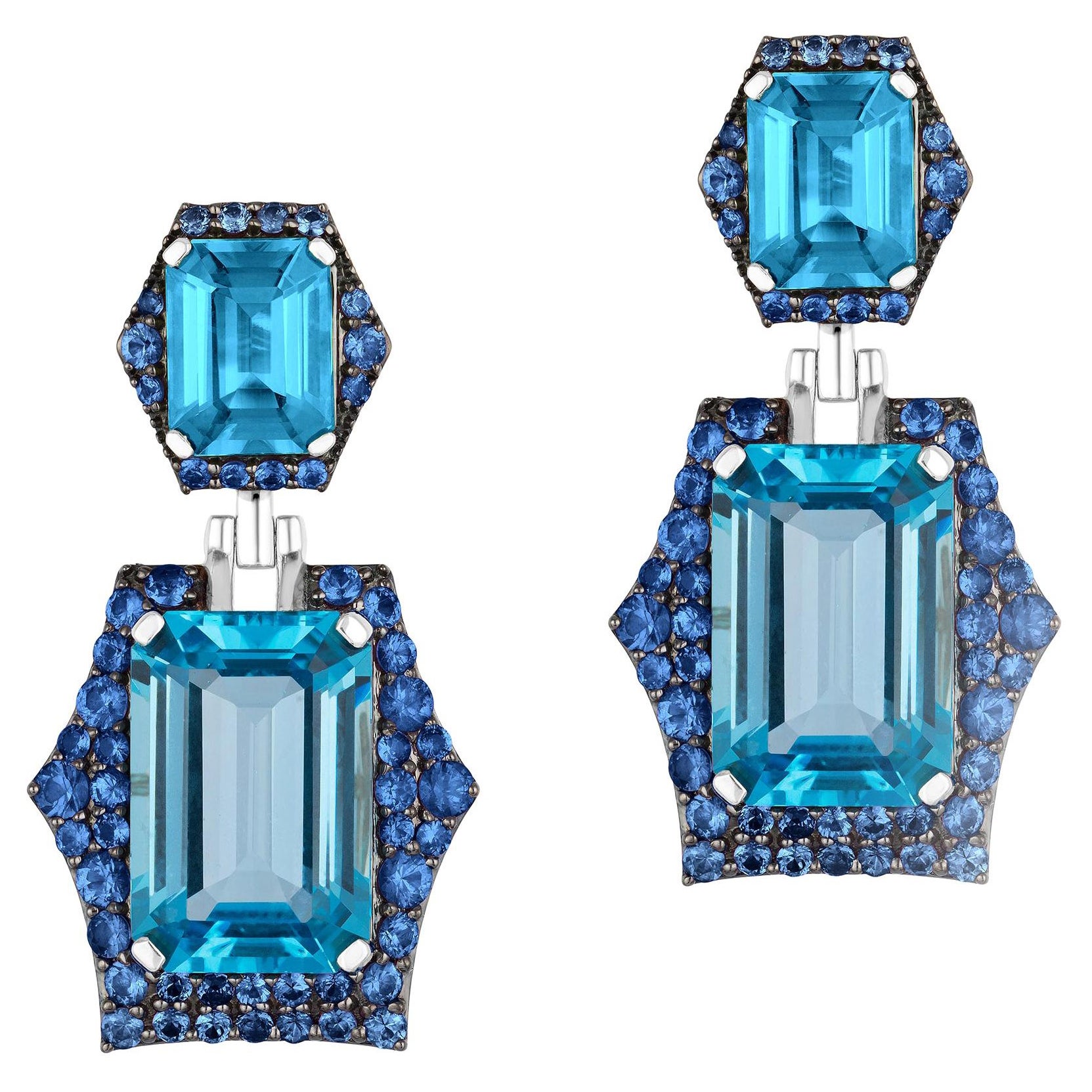 Blue Topaz and Blue Sapphire Earrings