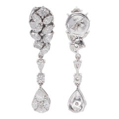 Boucles d'oreilles pendantes en diamant de 1,76 carat Or blanc 18 carats Bijoux faits main