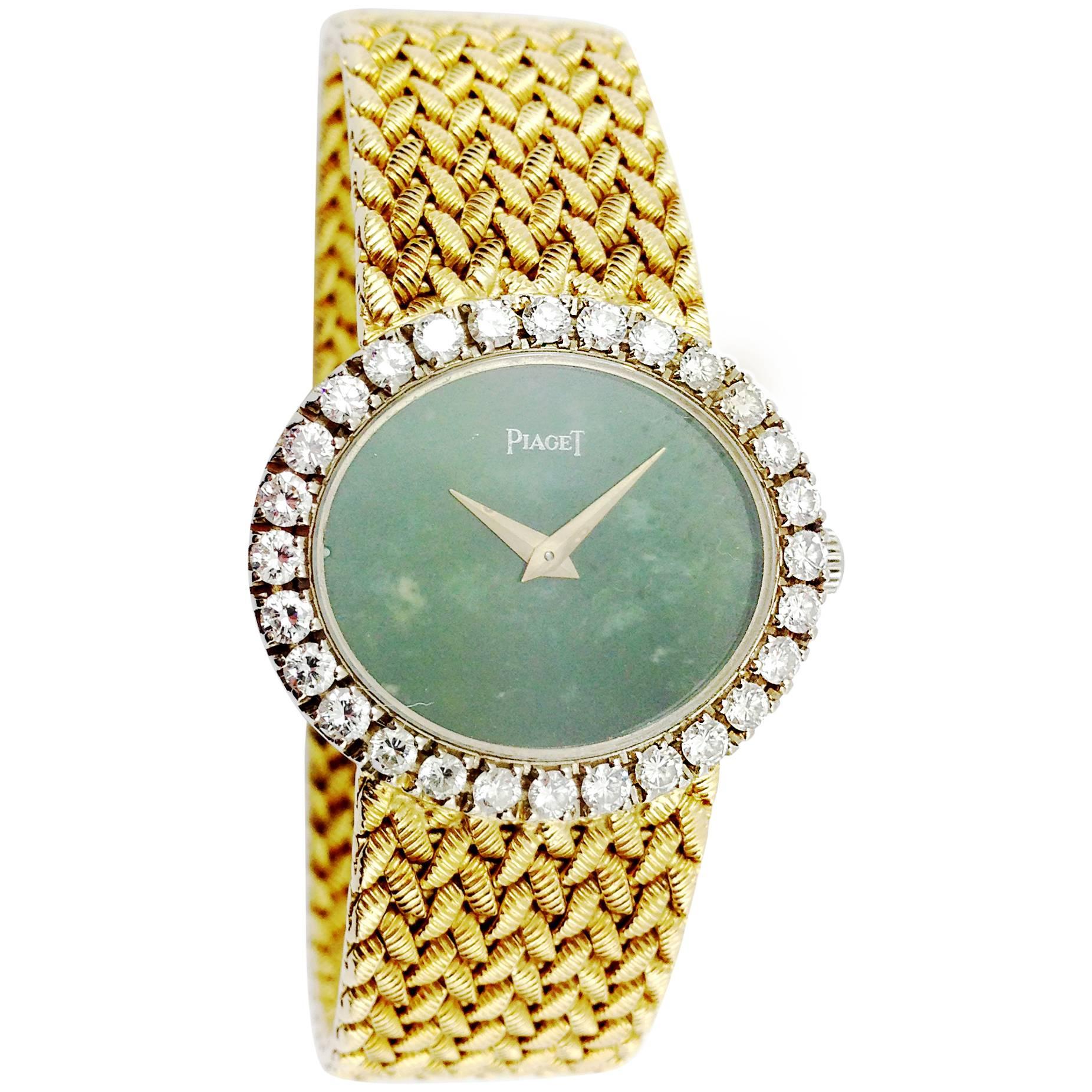 Piaget Ladies Yellow Gold Jade Dial Watch/Wristwatch