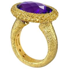 Amethyst Yellow Sapphires Textured Gold Cocktail Ring by Alex Soldier. Ltd Ed.
