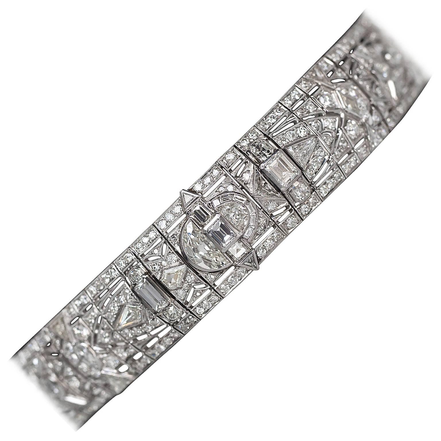 Choker-Halskette "Great Gatsby" aus Platin mit 37 Karat Diamanten im Art-déco-Stil der 1930er Jahre