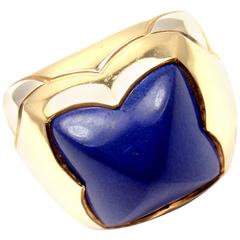 Bulgari Pyramid Lapis Lazuli Two Color Gold Ring 10