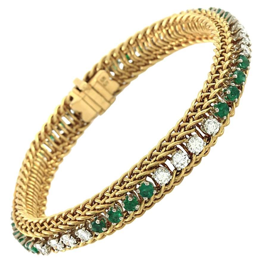 Hammerman Brothers Emerald Diamond Gold Bracelet For Sale