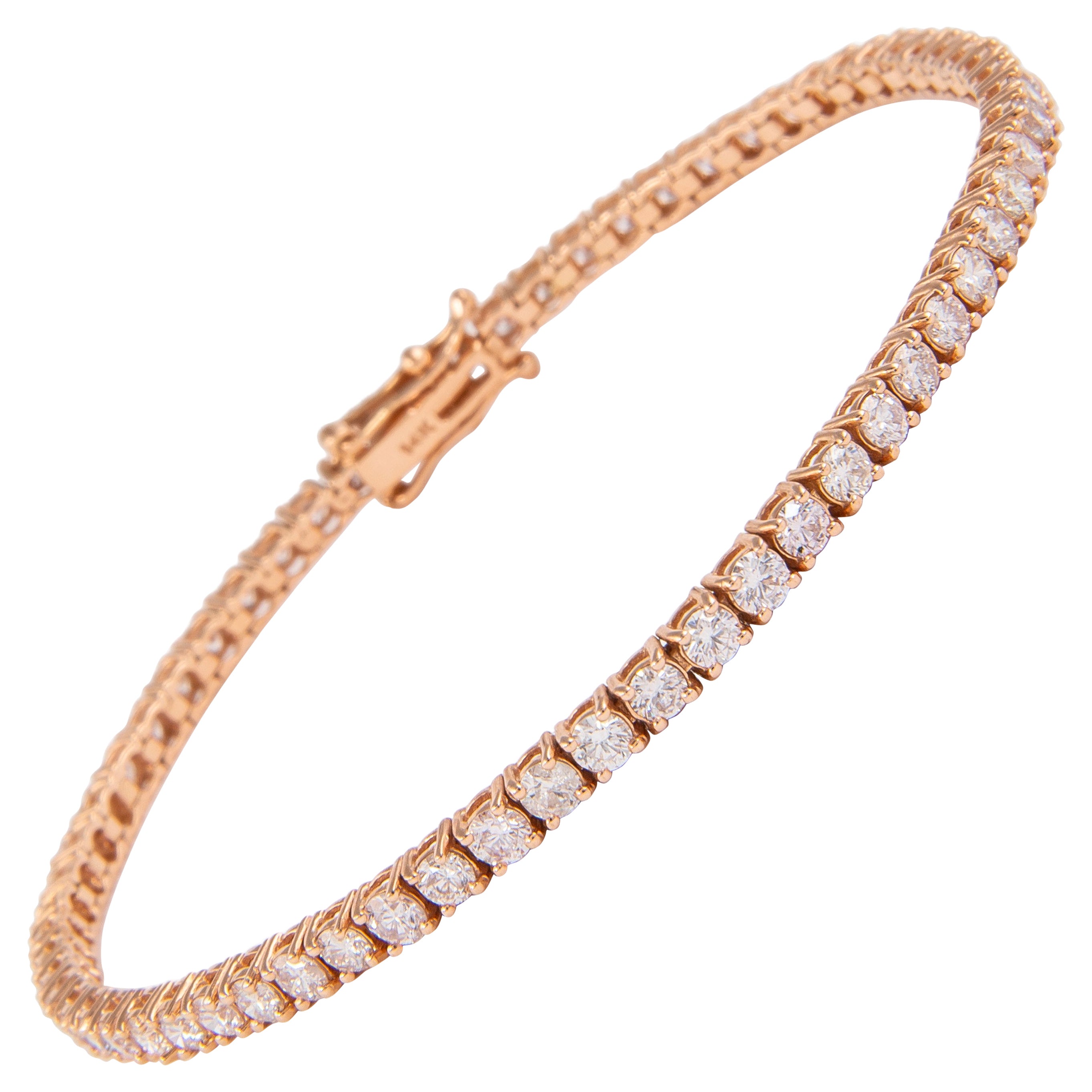 Alexander Beverly Hills Tennisarmband aus 14 Karat Roségold mit 3,65 Karat Diamanten