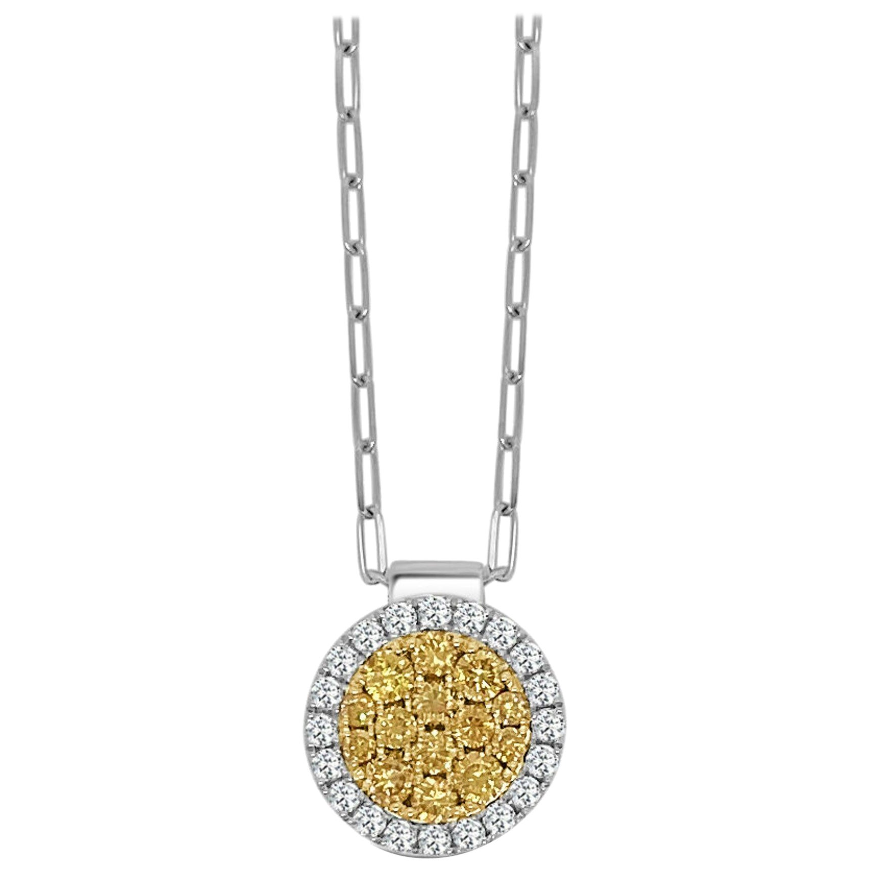 14k Yellow & White Gold “Medium Firenze ii Diamond Pendant For Sale