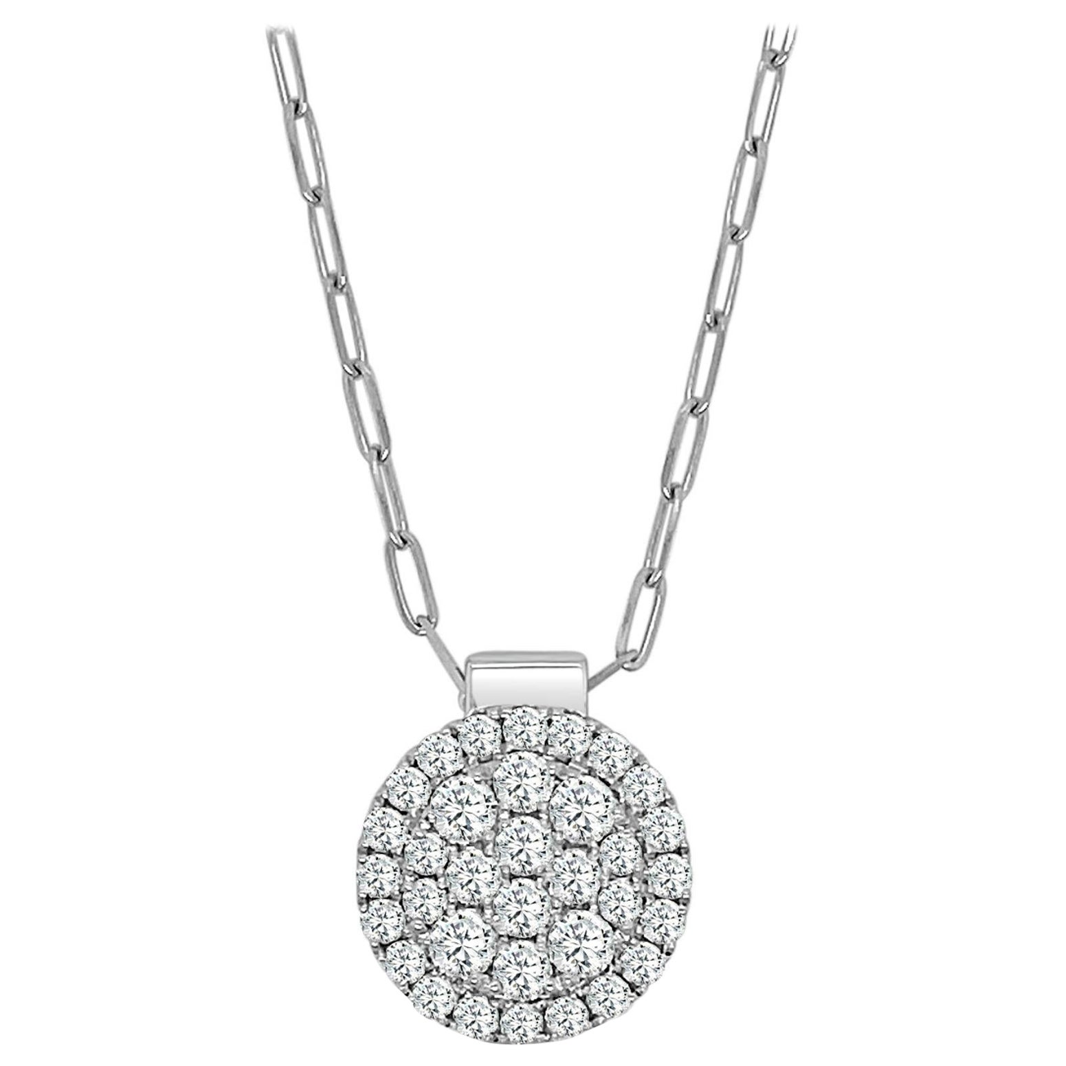 Frederic Sage Pendentif en or blanc 14 carats taille moyenne 2 rond Firenze ii diamants