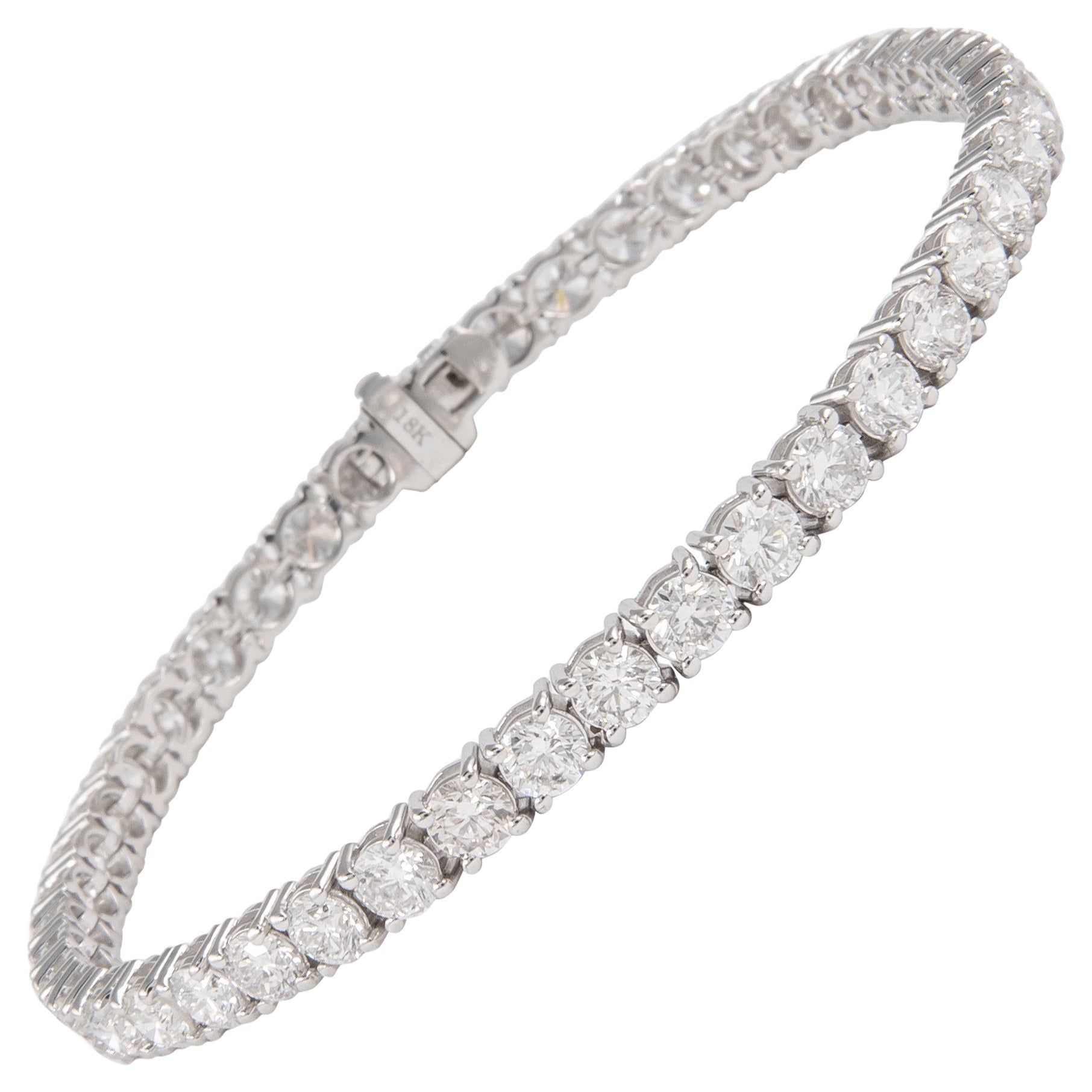 Alexander 8.33 Carats D-F Color Diamond Tennis Bracelet 18-Karat White Gold For Sale