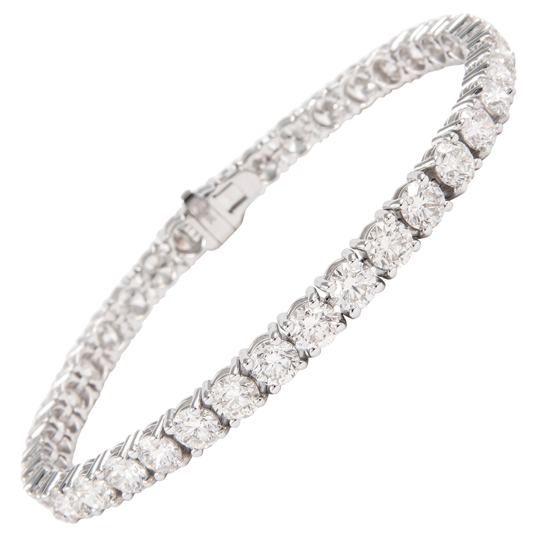 Alexander 10.95 Carats "Avg 0.28ct" Bracelet Tennis en diamant or blanc 18k en vente